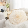 Detail of white ruffled flower throw pillow on a modern gold chair in a bright room - Cream Round Disc Flower (Cover Only)