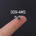 20G stainless steel cartilage stud earring with round blue zircon and silver beaded edge - Blue Round (HSPJ309-4#) / Silver