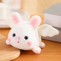 Cute white plush bunny toy with wings and a soft pulling tail feature for children - Rabbit 12cm