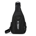 Black Oxford cloth crossbody chest bag with O-TBOST logo and adjustable shoulder strap - Black