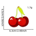 Detail of red cherry embroidery patch showing fabric texture and exact dimensions - Cherry Patch 8# (Classic)