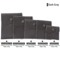 Dark grey velvet jewelry pouch with snap button closure available in five sizes - Arc / Small (7x7cm) / Dark Gray