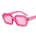 Y2K style translucent peach pink geometric frame sunglasses with matching tinted lenses - Rose Red Frame Rose Red Lenses