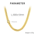 Details van 10mm gouden Cubaanse ketting met strass-sluiting en gewichtsmeting van 107g - 65cm / Goud (Strass Sluiting)