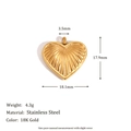 Retro striped heart pendant in 18K gold plated stainless steel, 18.1mm size variant - Textured Heart Pendant / Gold