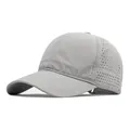 Casquette de baseball grise à séchage rapide avec trous d'aération découpés au laser - Taille Unique 55-59cm / Gris clair