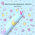 Blue baby theme gift wrapping paper with cartoon ducks and bottles, 50x70 cm size - Blue - Duck