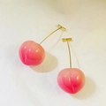 Sweet pink gradient peach earrings with gold metal accents and glossy resin finish - Gradient Pink Peach (DZ-717)