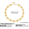 Detail view of 18k gold plated stainless steel textured link chain with size specifications - Gold Necklace 42.5+5cm