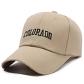 Khaki cotton baseball cap with black Colorado embroidery in a classic 6-panel design - One Size(Adjustable) / Deep Beige