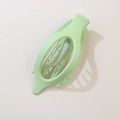 Flat oval hair clip in light green matte finish with minimalist openwork design - Matte Light Green