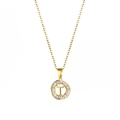 18K gold plated necklace featuring a round pendant with letter T and sparkling zircons - Letter T