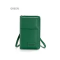 Bolso vertical verde para móvil en cuero granulado con bolsillo frontal y cremallera dorada - Verde