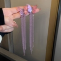Orecchini a farfalla sfumati viola rosa con nappe di strass e perline alla moda - 18# Ago D'argento - Farfalla Viola