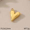 Golden heart-shaped stainless steel pendant with dimensions P: 13x12mm and weight 2g - Heart with Bail (KLJ7621-Z)