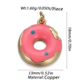 Pink and gold mushroom donut jewelry charm made of copper for DIY necklaces - Pink Enamel Donut (CX149-02)