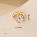 Macro shot of 18K gold heart pendant with cubic zirconia and exact dimensions - Gold White Zircon Heart (MYYX00674)
