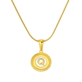 18K gold plated snake chain necklace with a white shell shell letter Q coin pendant - Letter Q(S-P005-Q)
