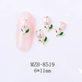 Detail of tulip nail charms with pink enamel and gold edges for 3D DIY manicure - Tender Pink Tulip Gold Base (8519)