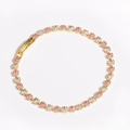 Detail of 18k gold plated bracelet with pink and white star-cut cubic zirconia crystals - 3mm Pink White Gold