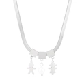 Collana catena serpente argento con ciondoli bimbo e bimba e una perla bianca - Argento (KN233850-KFC)