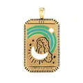 Golden tarot L'IMPERATRICE pendant with blue and green enamel and zircon inlay - M078819-5