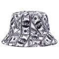 Summer bucket hat with all-over $100 bill banknote print in black and white style - One Size / Black And White Banknote