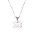 Polished silver number 90 pendant necklace with a fine link chain for women - Silver (90)