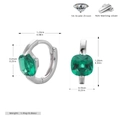 Detailed size specifications of 925 silver hoop earrings with green zircon stones - Silver-Green