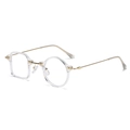 Lunettes de soleil TR90 asymétriques avec monture transparente carrée et ronde et branches dorées - Blanc Transparent Branches Dorées Anti-lumière Bleue