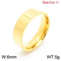 Bague minimaliste 6mm en acier titane poli finition dorée, taille 5 à 11 - US 5 / Brillant / Doré