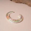Iridescent aurora acrylic C-shape cuff bracelet with hammered texture finish - Geometric Pleated