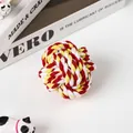 Palla in corda di cotone intrecciata rossa, gialla e bianca per la dentizione dei cani - 5.5-6cm 50g / Marmo Arancio Bianco Rosso