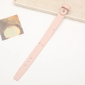 Close-up of pink leather wrist strap with adjustable buckle and refined stitching details - Without Rivets / Lotus Pink
