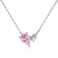 S925 sterling silver necklace with double pear-cut pink and white zircon gemstones - Pear Cut (DY190754-BF) / Pink-Silver