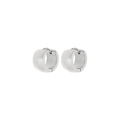 Sleek silver titanium steel huggie earrings with minimalist square drill accents - Minimalist Plain Huggie (KE109371-XY)