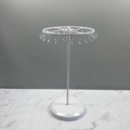Rotating white iron jewelry display stand with multiple hooks for necklace storage - White Round Base