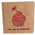 Biglietto di auguri creativo in carta kraft con cupcake intagliato e testo You are my sunshine - 309# Torta al Budino / Con Busta Kraft