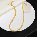 Minimalist long gold clover chain necklace in stainless steel with adjustable lobster clasp - X184-Necklace (Gold) / Gold