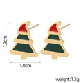 Christmas tree stud earrings with red and green enamel in 1.3cm x 1.0cm gold frame - Red Christmas Tree