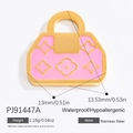 Pink and gold handbag pendant in stainless steel with waterproof and allergy-free feature - Pink Handbag(PJ91447A)