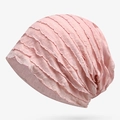 Berretto da donna in cotone plissettato rosa chiaro traspirante dallo stile casual - Stile sottile regolare / Rosa