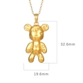 Golden bear pendant necklace in 18K gold plated steel with size 32.6mm by 19.6mm - LOVE PEACE Bear (Gold MS-235)