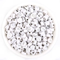 White round acrylic alphabet beads with silver letters for DIY bracelet making - White + Silver Text