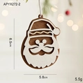 Wooden Santa Claus Christmas tree ornament with laser-cut dual layer wood and white rope - Santa Claus