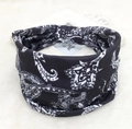 Elastic bohemian wide headband with black and white paisley pattern for women - 52