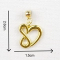 Detail of gold heart infinity pendant showing dimensions 2.6cm height and 1.5cm width - Heart Infinity Pendant