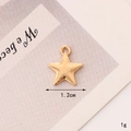 Macro view of a 1.2cm gold star pendant for DIY jewelry making with matte finish - C342 12mm Gold Smooth Star