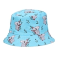 Detail of light blue bucket hat featuring cute koala prints and premium stitching - M (56-58cm) / Sky Blue