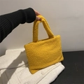 Chic autumn winter yellow plush tote bag with a soft faux fur texture for women - Yellow